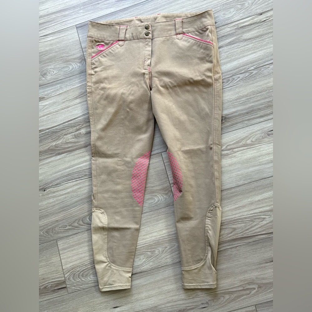 Piper Tan Riding Breeches with Pink Highlights